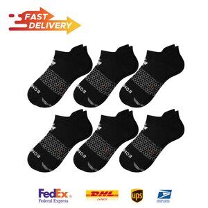 6 PACK BOMBAS Men's Solid Ankle Socks (Black, XL)